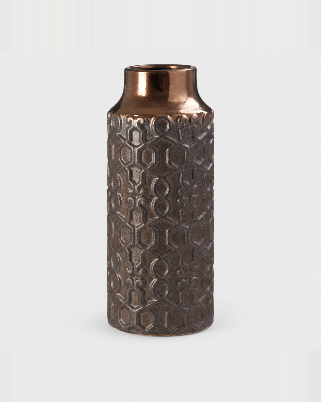 Zircon — Textured Ceramic Accent Vase — view 5 on a light grey studio background