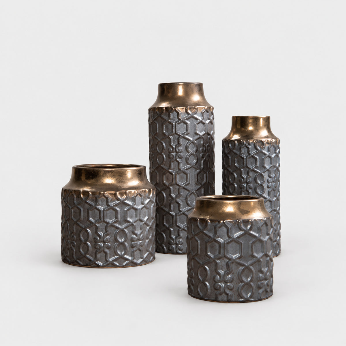Zircon — Textured Ceramic Accent Vase — view 3 on a light grey studio background