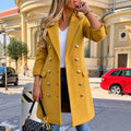 Women's Double-Breasted Woolen Trench Coat - Mid-Length Winter Jacket