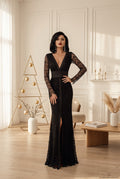 Lace Evening Gown – Elegant Black Tie Lace Dress, Wedding Guest Maxi Dress