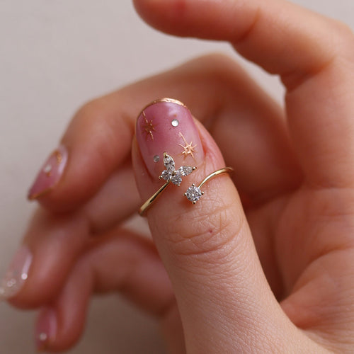 Butterfly Cubic Zirconia Adjustable Ring