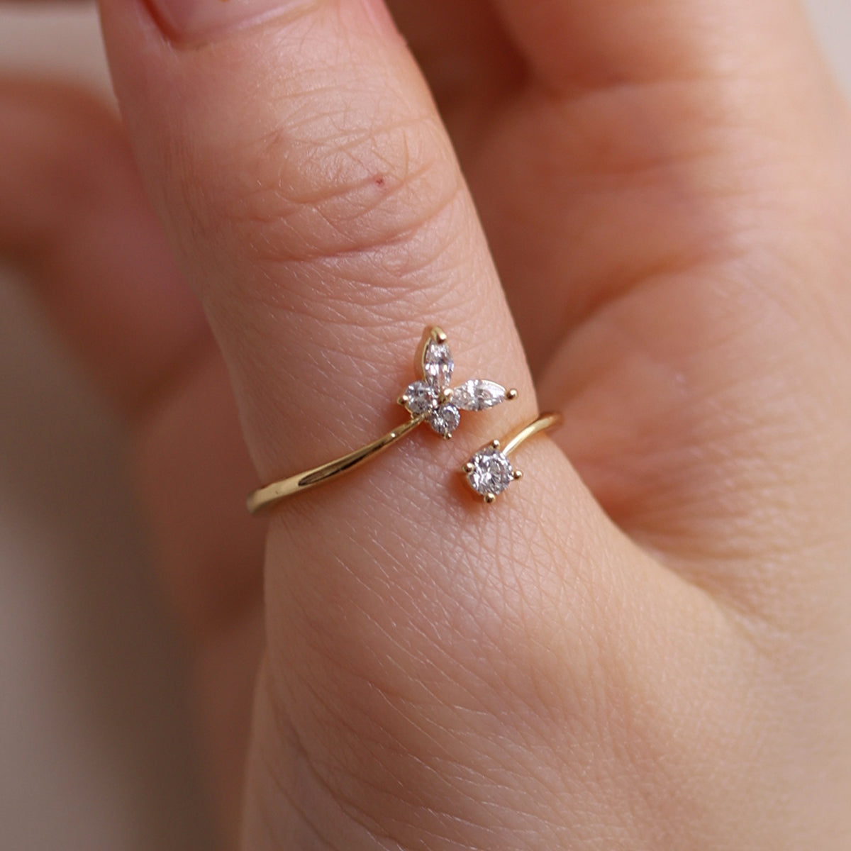 Butterfly Cubic Zirconia Adjustable Ring