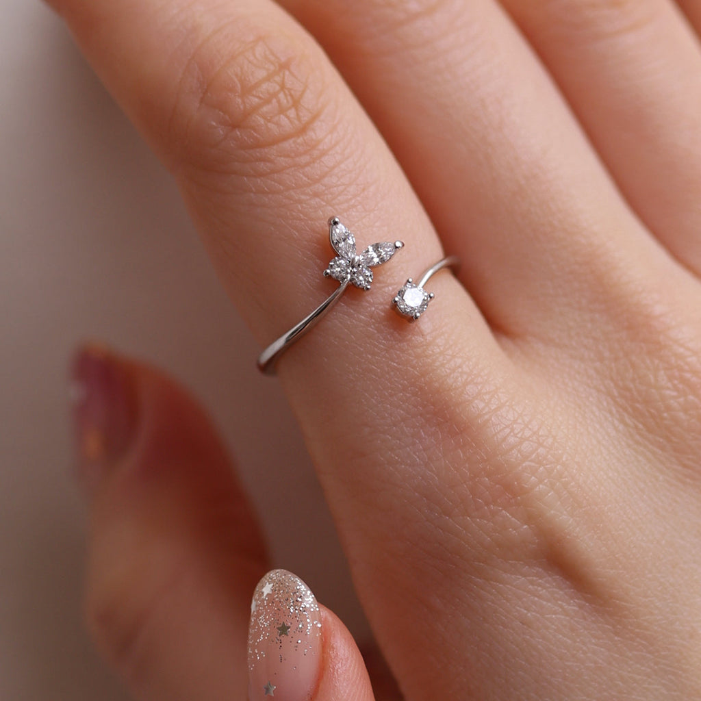 Butterfly Cubic Zirconia Adjustable Ring