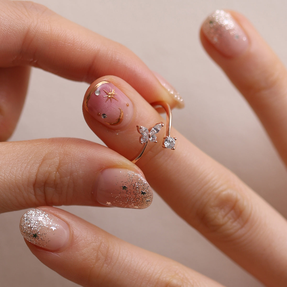 Butterfly Cubic Zirconia Adjustable Ring