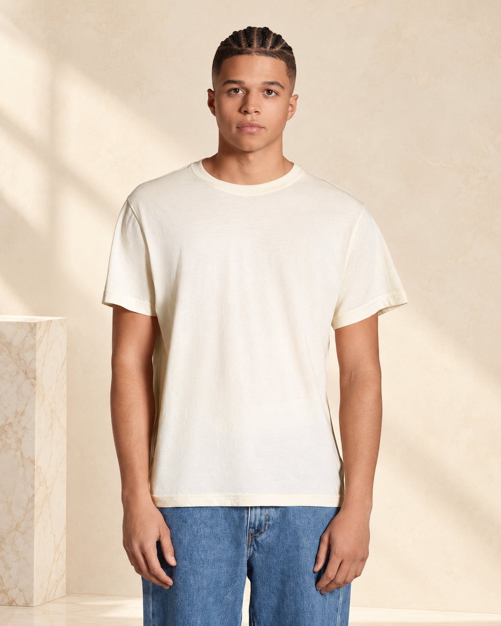 Aria organic cotton oversized T-shirt — natural front