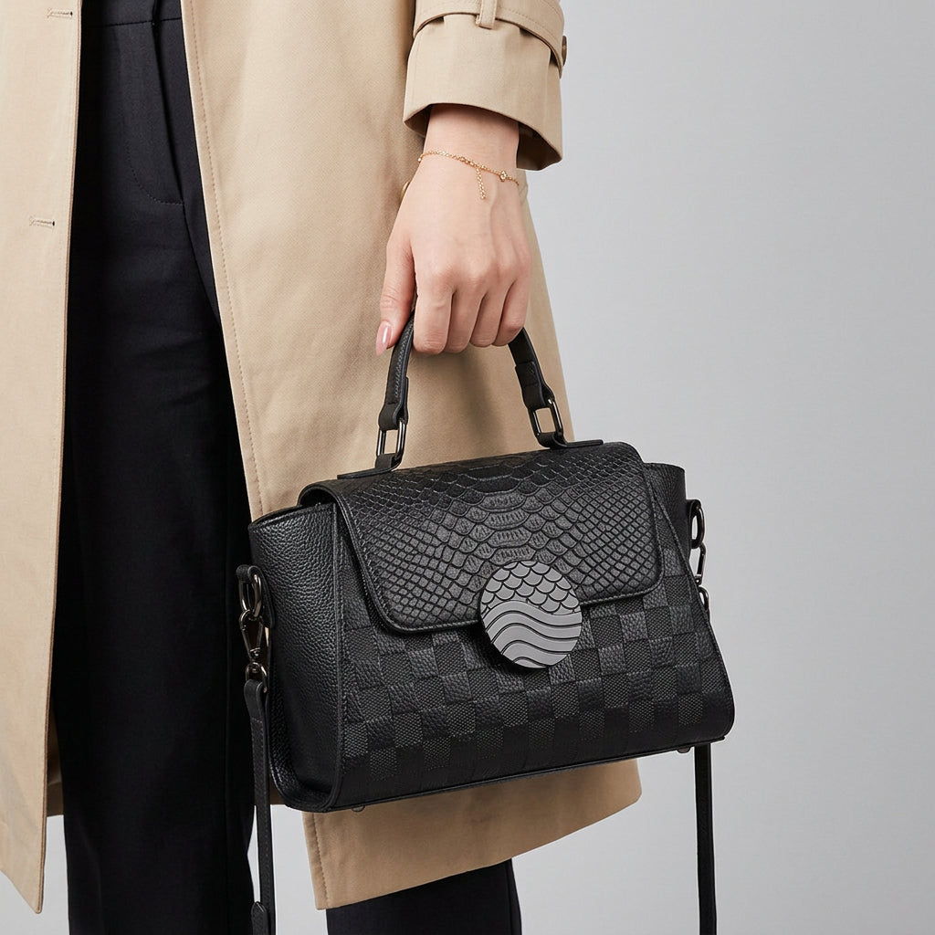 The Onyx Croc-Effect Leather Shoulder Bag
