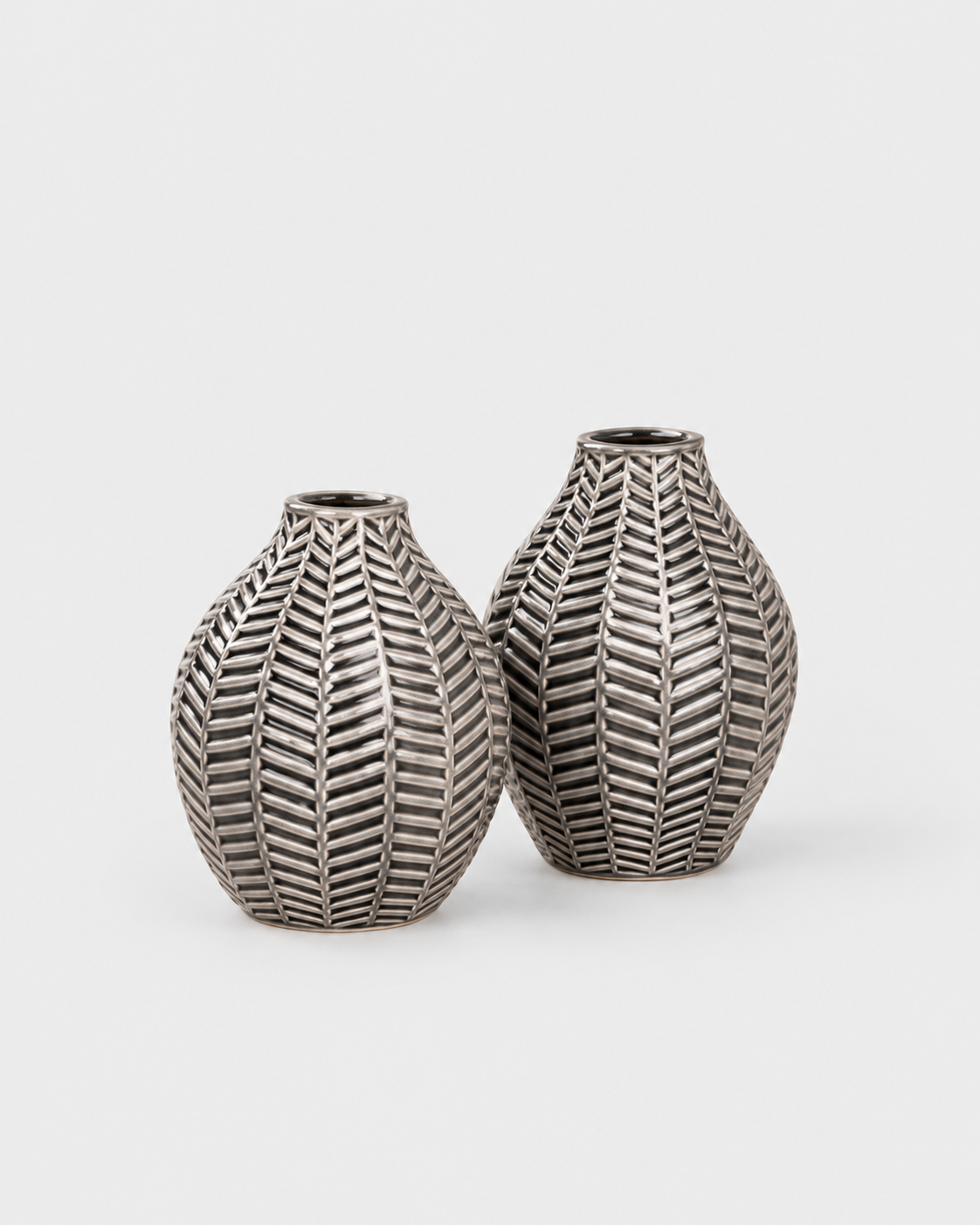 Folia — Grey Ceramic Vase Duo — view 1 on a light grey studio background