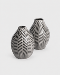 Folia — Grey Ceramic Vase Duo on a plain light grey studio background