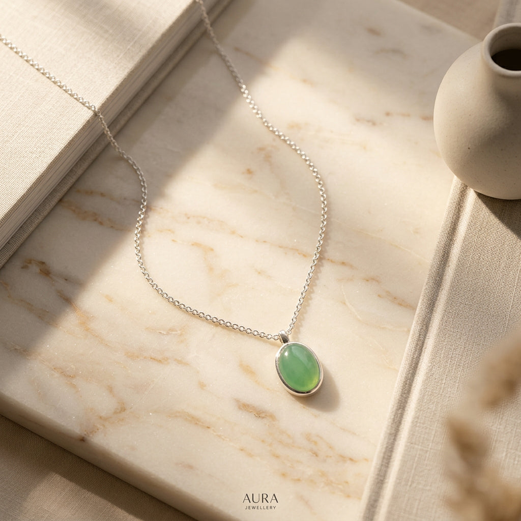 Gemstone oval pendant necklace