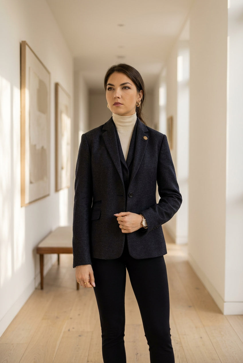 The Noire Herringbone Blazer & Waistcoat